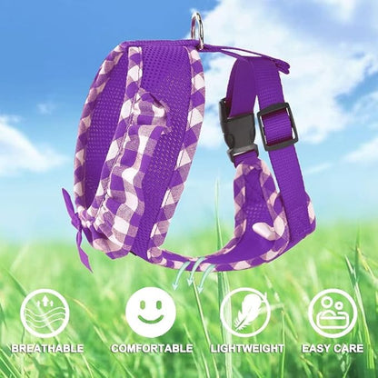SuperBuddy Upgraded Soft Mesh Dog Harness, Super Breathable Lightweight Pet Harnesses for Puppy Dogs Outdoor Walking, Pink and Purple Dog Harness Set Packing-XSmall
