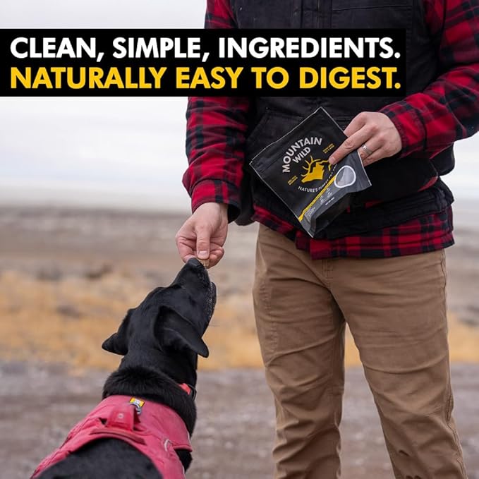 MOUNTAIN WILD Venison Jerky Training Treats for Dogs – Elk & Deer Meat Protein Dog Treat High-Value Reward – All-Natural, No Fillers, Grain-Free, No Artificial Preservatives – 8 oz (3 Pack)