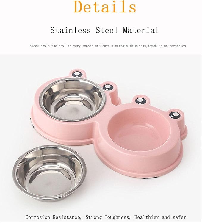 Dog Bowls Cat Bowls Pet Bowls Dog Food Water Feeder Stainless Steel Pet Drinking Dish Feeder Cat Puppy Feeding Supplies Dog Accessories Pink