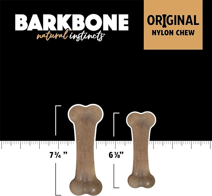 Pet Qwerks Original BarkBone - Nylon Dog Bone for Aggressive Chewers - Bacon Flavor - 7.75" (Pack of 3)