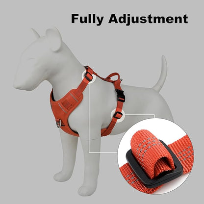 Plutus Pet No Pull Dog Harness, Reflective Adjustable Dog Vest Harness with Handle, Escape Proof, Soft Padded for Small Medium Large Dogs (Orange, XL)