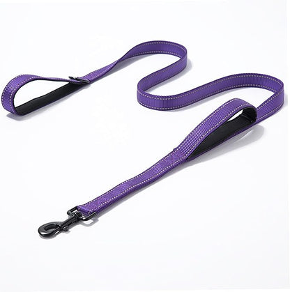 Heavy Duty Dog Leash - 2 Handles by Padded Traffic Handle for Extra Control, 6foot Long - Perfect for Medium to Large Dogs (Purple, 6 ft)