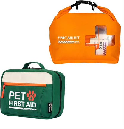 RHINO RESCUE Bundle - Pet First Aid Kit, Emergency Medical Supplies for Dogs & Cats, Safety Essentials Pack with Thermometer+Waterproof First Aid Kit, Lightweight Boat Dry Bag