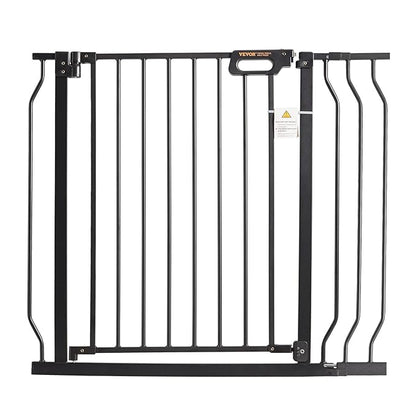 VEVOR Baby Gate, 29.5-37 in Adjustable Width, 30in High Dog Gate, Easy Step Walk Thru, Auto Close, Child Pet Security, with Pressure Mount Kit and Wall Mount Kit, for Stairs Doorways and House, Black
