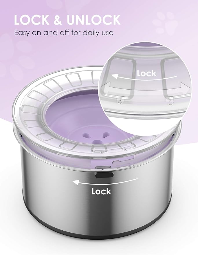 Heouvo 1Gallon Large Dog Water Bowl No Spill, [Anti Digging Lid & Rubber Bottom] Spill Proof Dog Bowl, Anti Splash Mess Dripless Slow Drinking Stainless Steel Water for Sloppy Messy Drinkers Car