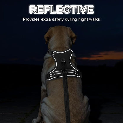 BEAUTYZOO No Pull Dog Harness Large, Adjustable Dog Harness and Leash Set -Easy Wearing with 3 Buckles/Control Handle,No Choke Soft Padded Reflective Pet Vest for Training Walking Hiking,Grey XL