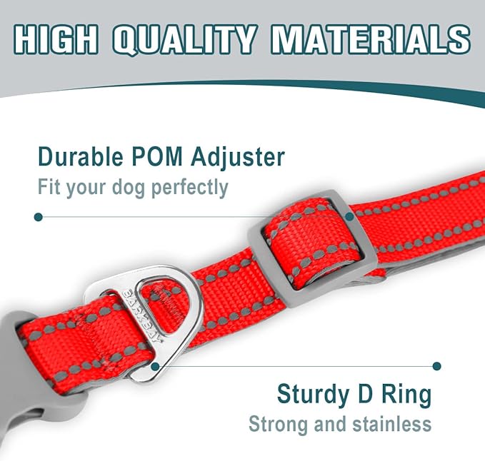 Dog Collar for Medium Small Large Dogs Reflective with Leash,Collar and Leash for Dogs,Soft Neoprene Padded 2 Pack(Red,XS)