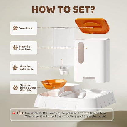 Automatic Feeder and Waterer 2-in-1 Set for Pets,Gravity Dispenser Set with Large Capacity for 1 Weeks, Perfect for Working Traveling Parents