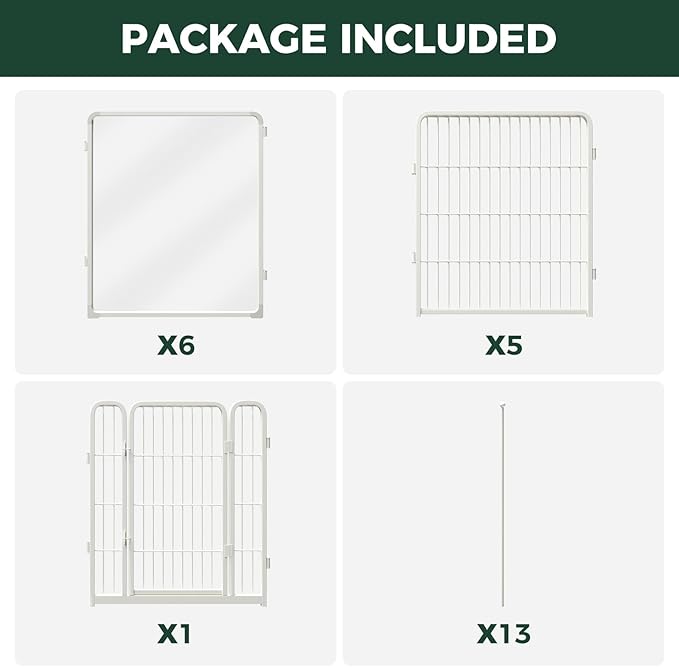 FXW AuraSpace Pro Acrylic & Wire Mesh Indoor Dog Playpen, 32" Height 12 Panels Metal Dog Pen for Small and Medium Dogs, White│Patented