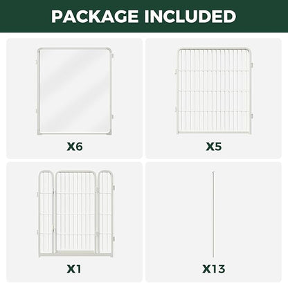 FXW AuraSpace Pro Acrylic & Wire Mesh Indoor Dog Playpen, 32" Height 12 Panels Metal Dog Pen for Small and Medium Dogs, White│Patented