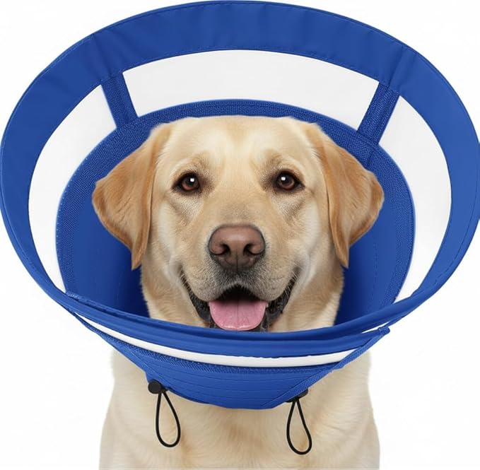 SAWMONG Soft Cone for Dogs – Extra Large Dog Recovery Collar, Adjustable E-Collar to Stop Licking After Surgery (XL, Blue)
