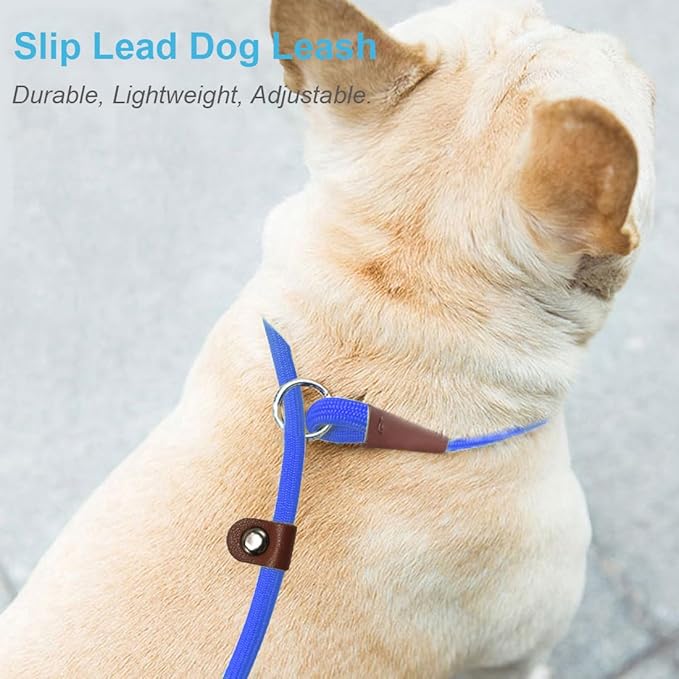 MayPaw Slip Lead Control Leash for Dogs No Pull, 13+ Colors Classic 7 FT Pet Dog Slip Leash, 1/4” Rope Leashes for Small Medium Animals (7ft*1/4", Dark Blue)