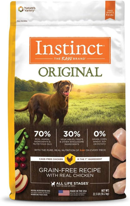 Instinct Original Dry Dog Food, Raw Coated Kibble, High Protein, Grain Free Recipe- Chicken, 22.5 lb. Bag