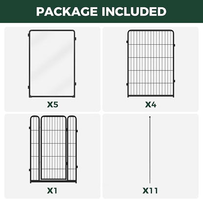 FXW AuraSpace Pro Acrylic & Wire Mesh Indoor Dog Playpen, 40" Height 10 Panels Metal Dog Pen for Medium and Large Dogs, Black│Patented
