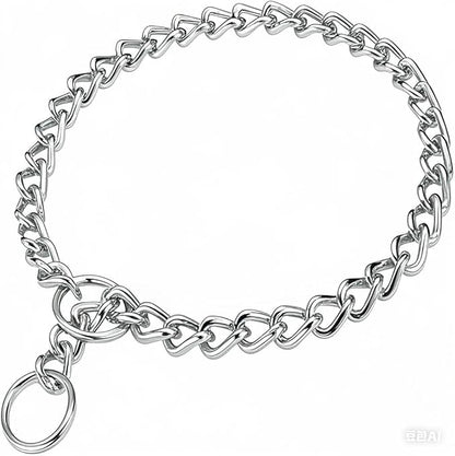 Dog Choke Collar Slip P Chain,Heavy Chain Dog Metal Training Choke Collars, Martingale Puppy Collars for XS Small Medium Large Big XL Breed Dogs (Silver, M(Neck Max 18inch) D3.0mm)