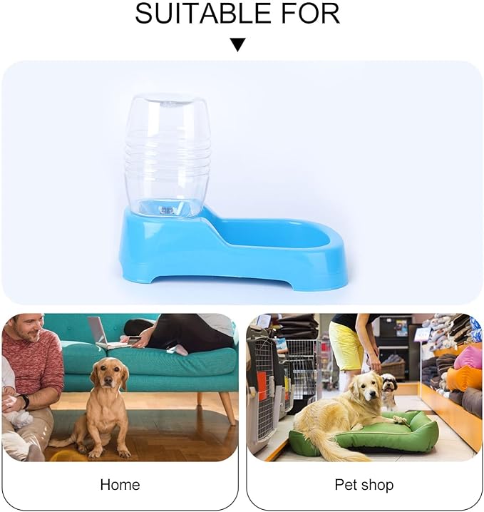 Mipcase Dog Water Feeder, Dog Water Dispenser Large, Automatic Pet Food Water Dispenser Plastic Food Feeding Bowls for Dogs Cats (Blue)