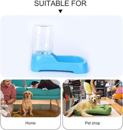 Mipcase Dog Water Feeder, Dog Water Dispenser Large, Automatic Pet Food Water Dispenser Plastic Food Feeding Bowls for Dogs Cats (Blue)