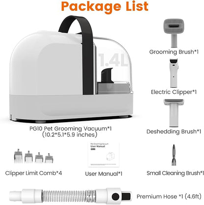 ubrobo Dog Grooming Vacuum, Dog Grooming Kit with Pet Clippers, 12,000Pa Pet Hair Grooming Vacuum for Dogs, Vacuum Brush for Shedding Grooming, Low Noise Home Cleaning Tool in 1, PG10 Black