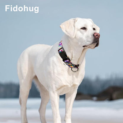 Reflective Martingale Collar for Dogs with Quick Release Buckle No Pull Training Dog Collars (Colorful Geometric, Large)