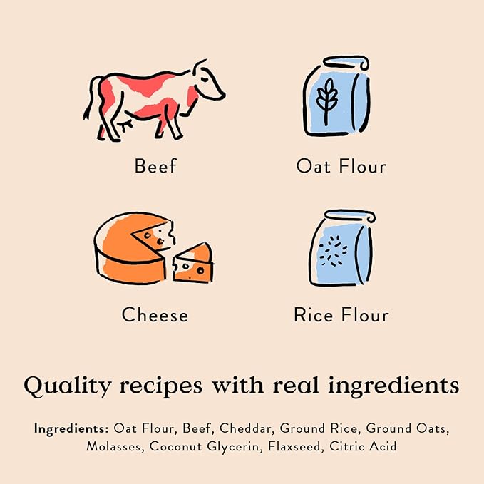 Bocce's Bakery Say Moo Beef & Cheddar Training Treats for Dogs,Wheat-Free Dog Treats,6 oz Bag,(Pack of 2)