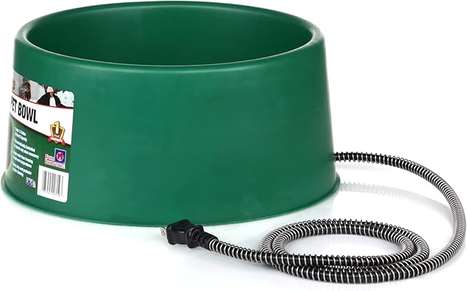 Farm Innovators Heated Pet Water Bowl, 60W Heated Water Dish - 1.5 Gallon Plastic Watering Station with Anti-Chew Cord Protector for Dogs & Cats