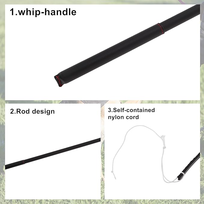 Dog Training Whip, Dog Agitation Stick Flog Teaser Wand, Dog Target Stick Outdoor Playing, for Pulling, Chasing, Training, 20.87" Rod Length, Black