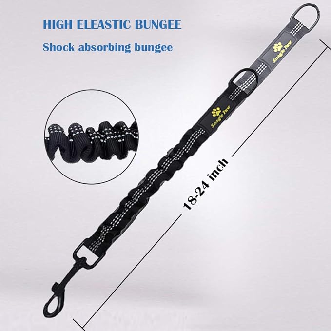 Bungee Dog Leash Extension Attachment, 18” Shock Absorbing Lead Extension Absorber, Prevent Injury on Arm and Shoulder & Save Dogs from Getting Hurt, Great for Bicycle, Running, Walking