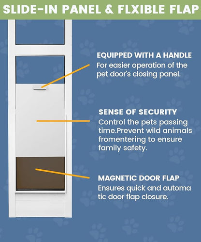 Large Dog Door for Sliding Glass Door FAMIGRO, Dog Door for Aluminum Frame Sliders,White Frame,Adjustable Height 78" to 82", Patio Sliding Door for Large Dogs Up to 100 lb