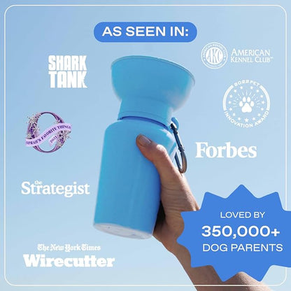 Springer Flip Dog Water Bottle | Portable Drinking Feeder with Foldable Food-Grade Silicone Bowl | One-Hand Squeeze & Leak-Proof | BPA-Free 20oz | Walking, Hiking & Camping | Puppy Essentials