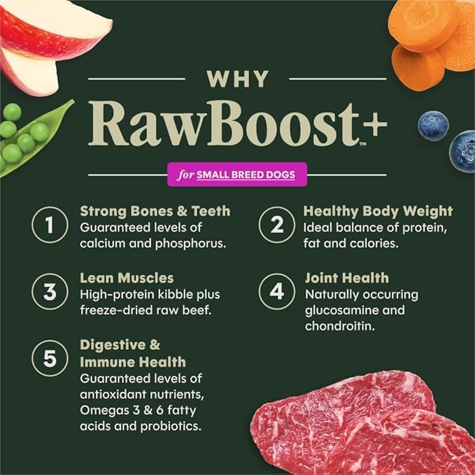 Instinct RawBoost Small Breed, Natural Dry Dog Food with FreshDried Raw, High Protein, Grain-Free Recipe - Real Beef, 3.5 lb. Bag