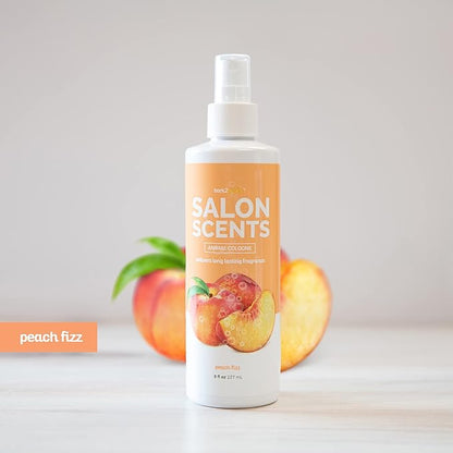 Bark2Basics Salon Scents Pet Grooming Cologne Spray - 8 oz, Natural Professional Grade Perfume for Dogs and Cats, Long Lasting, Deodorizing, Made in USA (Peach Fizz)