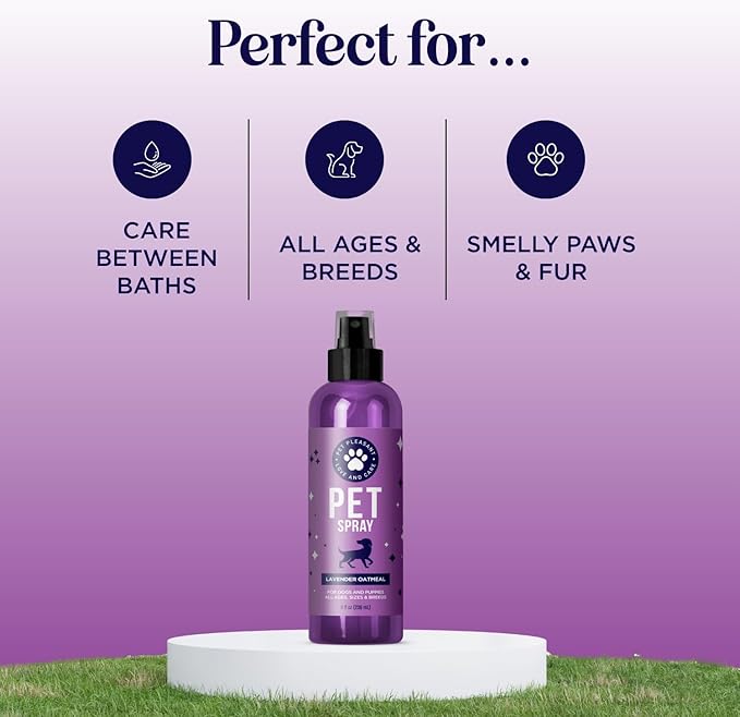 Lavender Oil Dog Deodorizing Spray - Dog Spray for Smelly Dogs and Puppies and Dog Calming Spray with Lavender Essential Oil - Lightly Scented Dog Deodorizer for Smelly Dogs and Dog Essentials