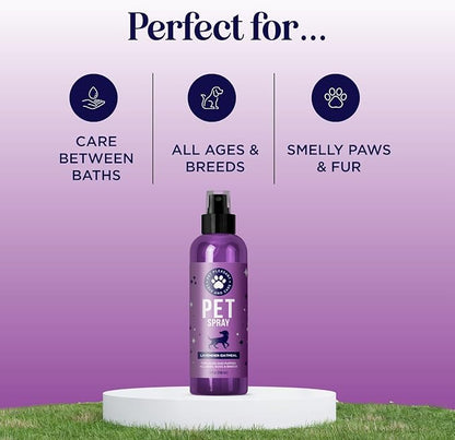 Lavender Oil Dog Deodorizing Spray - Dog Spray for Smelly Dogs and Puppies and Dog Calming Spray with Lavender Essential Oil - Lightly Scented Dog Deodorizer for Smelly Dogs and Dog Essentials