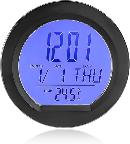 Car Digital Thermometer Clock, Dashboard Adhesive LCD Display Watch with Automatic Backlight at Night, Fahrenheit Temperature Display 24 Hour Format Time Clock for Car Home Office