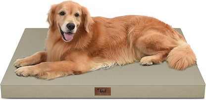 Outdoor All Weather XL Dog Bed, Waterproof Pet Bed for Extra Large Dogs, Orthopedic Egg Crate Foam with Removable Washable Oxford Cooling Cover, 44x32 Inch, Khaki