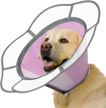 Soft Dog Cone Collar After Surgery Recovery,Adjustable E-Collar with Removable Shield,Lightweight,Breathable Anti-Licking Protective Cone for Large,Medium,Small Pets (Rose Pink, XXL(Neck:20''-25''))