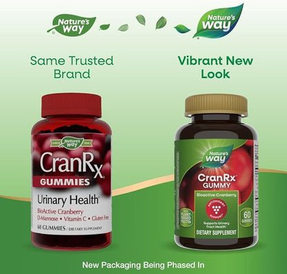 Nature's Way CranRx Gummy Urinary Health BioActive Cranberry + D-Manonse + Vitamin C, 60 Gummies