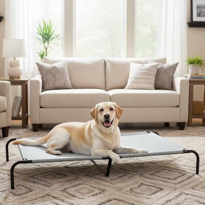 Amazon Basics Cooling Elevated Breathable Pet Bed For Dog, X-Large (60.1 x 37.1 x 8.9 Inches), 1 count, Grey