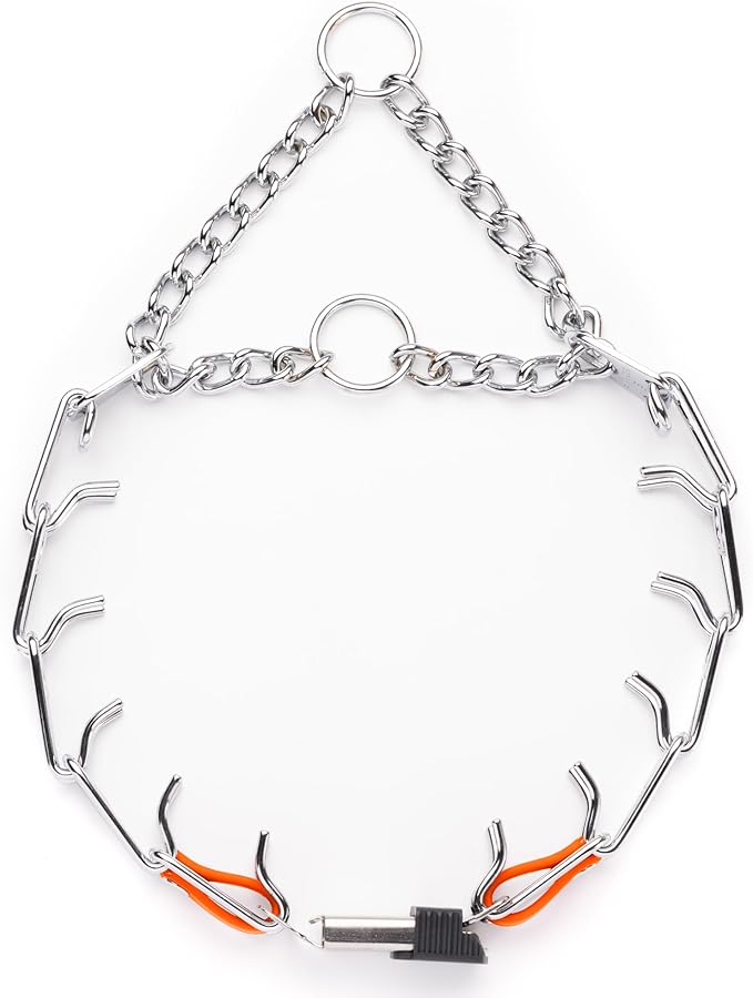 Herm Sprenger Chrome Plated Steel Dog Collar with Quick Release ClicLock Buckle O-Ring Biothane Insert Training Collar Made in Germany (Hunter Orange, 22in x 3.0mm(Neck Size up to 18-19in))