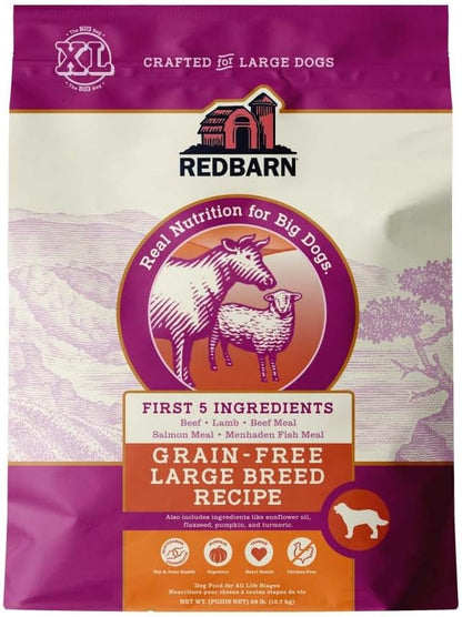 Redbarn Grain-Free Large Breed Dog Food Kibble - Beef & Lamb Recipe - Made in USA No Chicken Recipe with Functional Ingredients to Support Healthy Heart, Joints, Digestion, Skin & Coat - 28lb