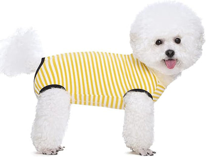 Dog Recovery Suit After Surgery,Spay Neuter Clothes for Female Dogs,Small Medium Dog Shirt,E-Collar Cone Alternative,Prevent Licking Wound Dog Onesie,Pet Surgical Suit(Yellow White -XXL)