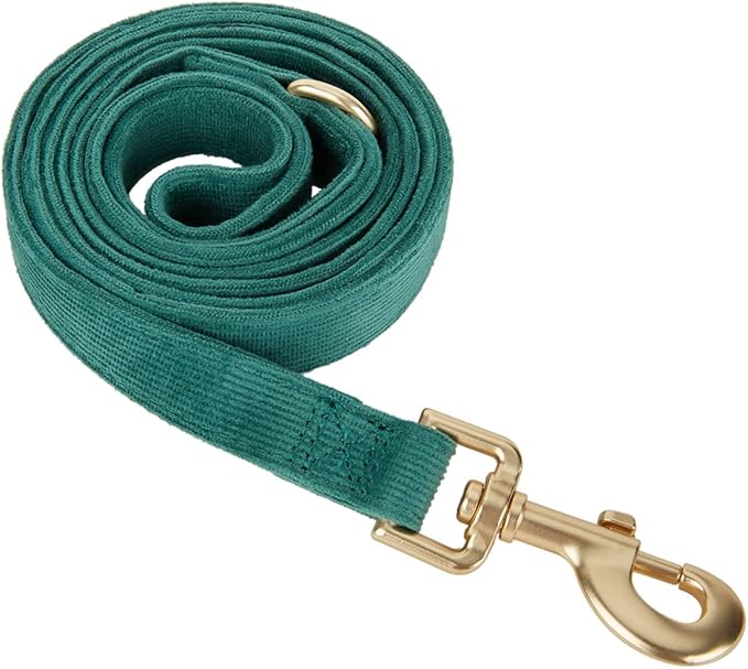 Soft Cotton Dog Leash, 5 Ft Heavy Duty Corduroy Dog Leashes with Gold Metal Hook for Small Medium Large Dogs,Small,Dark Green