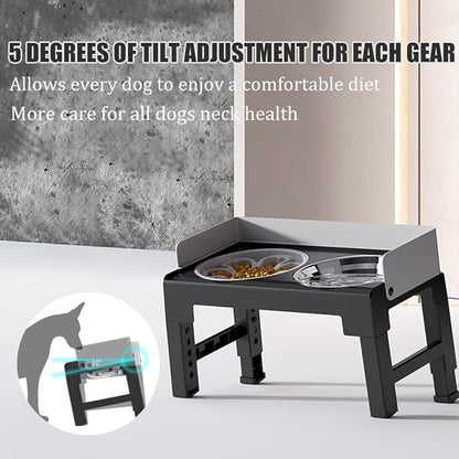 Marchul Elevated Dog Bowls for Medium Large Dogs, 6 Height Adjustable Dog Bowl Stand 3.1''/ 8.7''/ 9.4''/ 10.2''/ 11''/11.8'', with 1 Slow 1*Feeder Dogs Bowl & 1 * 40oz Stainless Steel