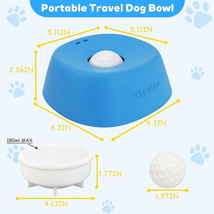 Yipetor Slow Feeder Dog Bowls for Liquid Treat, 【Entertained Ball-in】 Bone Broth Dog Lick Bowl, 3/4 Cup Yogurt Pup Lick Toy for Large Medium Small Breeds Dietary Supplement/Post-op Nutrition