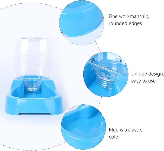 Mipcase Dog Water Feeder, Dog Water Dispenser Large, Automatic Pet Food Water Dispenser Plastic Food Feeding Bowls for Dogs Cats (Blue)