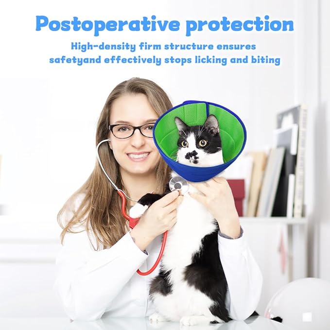 Inspack Soft Dog Cone Collar Alternative, E Cones for Small Dogs, Cats & Puppies to Stop Licking After Surgery, High-Density Fabric Comfortable Elizabethan Recovery Collar, Blue Pro, S
