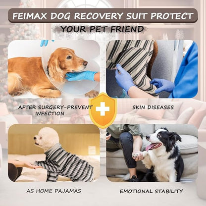 FEimaX Dog Recovery Suit After Surgery, Pet Abdominal Wounds Post Surgical Shirt for Dogs Cats, Puppy Spay Neuter Prevent Licking Onesie Alternative Bandages E-Collar & Cone
