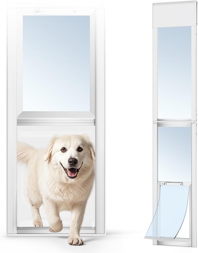 Doggy Door for Sliding Glass Doors Large Dog, Sliding Door Dog Door Insert - Adjustable Height 80.71" to 86.61", Pet/Cat/Dog Door for Sliding Glass Door for Balcony/Apartment