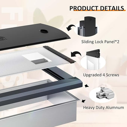 FreeStanding Doggie Door for Wall, Heavy Duty Aluminum Frame and Telescoping Tunnels Dog Door, Doggy Door with Double Magnetic Flaps and Two Sliding Lock Panels, Up to 40LBS, Smoky Gray