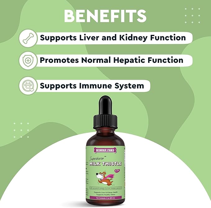 WONDER PAWS Kidney Cleanse Drops Plus Milk Thistle Drops - for Dog Urinary Tract, Kidney, Liver Health & Overall Wellness – Kidney Cleanse 2 Ounces - Milk Thistle 2 Ounces